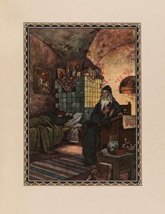 Pimen. Ilustración del drama Boris Godunov de A. Pushkin de Boris Vasilievich Zvorykin