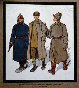 Rusia después de la Revolución de 1917: Un detenido llevado al Tribunal Revolucionario