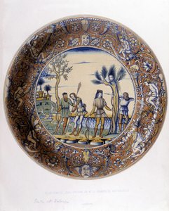 Dafne transformada en laurel para escapar de Apolo en Colección de faiences italianas de los siglos XV, XVI y XVIII, diseñada por C. Delange y C. Borneman, ed. Delange, París de Bornemann Bornemann
