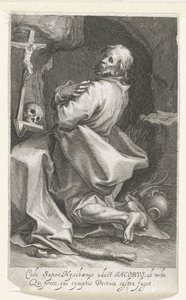 Heilige Jacobus van Nisibis como kluizenaar Cede sapor Nysibaenus (...) Persica huye del campamento (título sobre objeto) Kluizenaars (título de la serie) En el espejo sagrado (...) da alas a los padres (título de la serie)