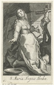 Heilige Maria como kluizenares Santa María sobrino de Abraham (título sobre el objeto) Kluizenaressen (título de la serie) El desierto sagrado de los ascetas (título de la serie) de Boëtius Adamsz. Bolswert