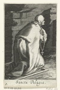 Santa Pelagia de Antioquía como Hermitess Sancta Pelagia (título sobre el objeto) Hermitesses (título de la serie) Sacra Eremus Ascetriarum (título de la serie)