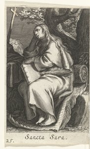 Santa Sara de Libia Sancta Sara (título sobre objeto) Hermitesses (título de la serie) Sacra Eremus Ascetriarum (título de la serie) de Boëtius Adamsz. Bolswert