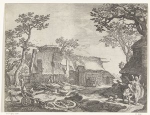 Paisaje con Granja y Tobías y el Ángel Caras de campo (título de la serie) de Boëtius Adamsz. Bolswert
