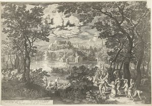 Paisaje con Martirio de San Esteban de Boëtius Adamsz. Bolswert