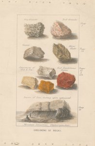 Especímenes de rocas. Prueba de una ilustración para el "Globo preparado para el hombre" de Wright. de Bradshaw and Blacklock