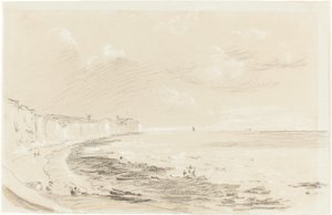 Escena de la costa del mar de British 19th Century