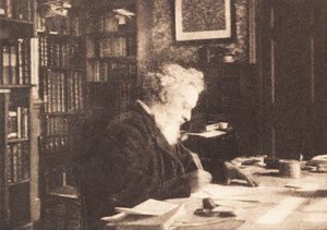 William Morris en su biblioteca de Kelmscott House, Hammersmith