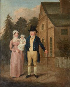 Retrato de grupo de Jasper Ryles y su familia (óleo sobre lienzo) de British School