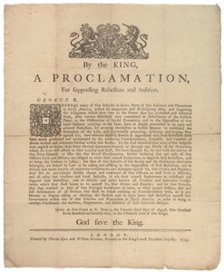 Una proclamación, para suprimir la rebelión..., 23 de agosto de 1775 de British School