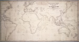 Una carta de contorno, con el fin de marcar la ruta de un barco". de British School