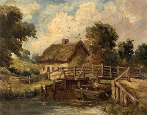 Casa de campo cerca de East Bergholt, Suffolk (óleo sobre lienzo) de British School