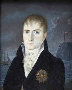 Emperador en la isla de Santa Helena - Retrato del Emperador Napoleón I con la cabeza descubierta, con traje negro, llevando la placa de la gran águila de la orden de la Legión de Honor - Retrato de Napoleón Bonaparte en la isla de Santa Helena por el capi de British School