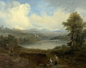 Grasmere, Westmorland, Cumbria (óleo sobre madera) de British School