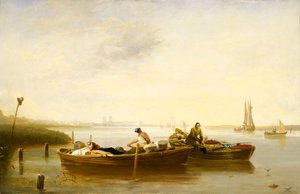 Greenwich desde Blackwall Reach, c.1830-40 (óleo sobre lienzo) de British School