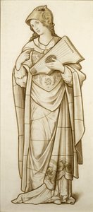 Musa de la poesía lírica - Caricatura para vidriera, c.1890 (acuarela sobre papel)