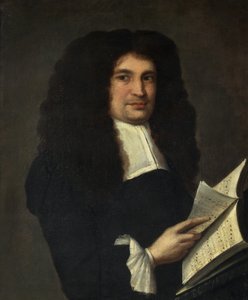Retrato de un hombre con un libro de música de British School