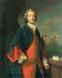 Retrato de un oficial de la marina, c.1730-40 (óleo sobre lienzo) de British School