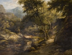 Paisaje fluvial, mediados del siglo XIX (óleo sobre lienzo) de British School