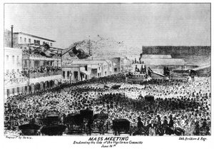 Una reunión masiva fuera de Fort Vigilant, Sacramento, California, 1856 de Britton and Rey