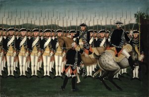Friedrich II (1712-86) con el Regimiento de la Guardia de Hesse de Brock