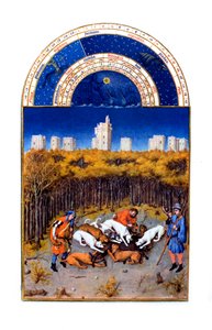 Representación del mes de diciembre de "Les Tres Riches Heures du Duc de Berry". de Brothers Limbourg