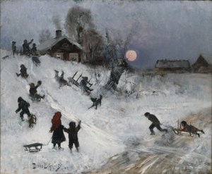Deslizamiento en trineo, 1882 de Bruno Andreas Liljefors