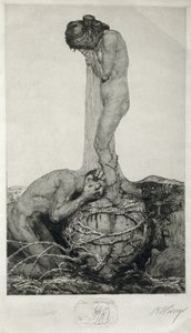 Duelo, 1916 (prueba de grabado en papel) de Bruno Heroux