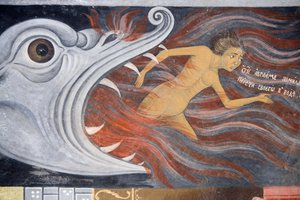 Bulgaria, Monasterio de Rila, fresco en la iglesia de la Natividad de la Virgen