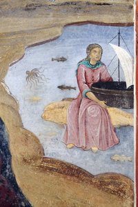 Bulgaria, Montañas de Rila, Monasterio de Rila, primer plano de un fresco en la Iglesia de la Natividad de la Virgen
