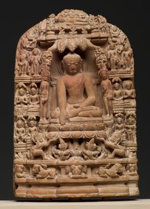 Placa que representa episodios de la vida de Shakyamuni Buddha de Burmese School
