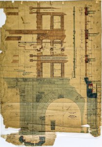 Edificio Rookery, Chicago, Illinois, Elevación y Sección de Burnham and Root