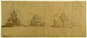 Iglesia de San Gabriel, Chicago, Illinois, Bocetos de Perspectiva, c. 1889 de Burnham and Root