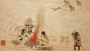 Caza de ciervos sika. De la serie Los Ainu de Byozan Hirasawa