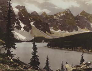 Lago Moraine y Valle de los Diez Picos (foto en color) de Byron Hill Harmon