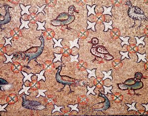 Aves (detalle de mosaicos, siglo V) de Byzantine