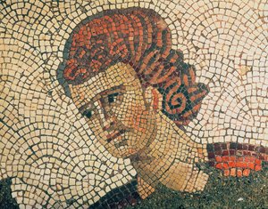 Cabeza de un soldado romano, pavimento del Gran Palacio Imperial, Constantinopla, siglo V-VI