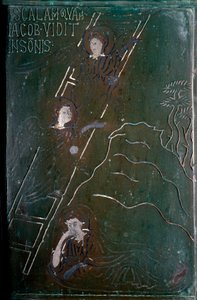 Jacob ve en sueños a los ángeles ascendiendo y descendiendo la escala de la puerta de bronce hecha en Constantinopla en 1076. Monte Sant 