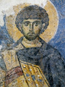 Mercurio de Cesarea, fragmento de un fresco de Santa María de Constantinopla (hoy Mezquita Odalar), Estambul, Turquía. Civilización bizantina