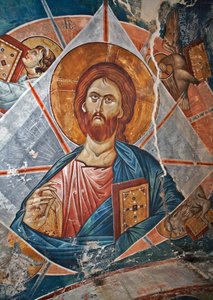 Salvator Mundi (Salvador del Mundo) - Pintura de Damiane (siglo XIV activo) - Siglo XIV - Fresco - Monasterio de San Jorge, Ubisi (Georgie) ©FineArtImages/Leemage de Byzantine