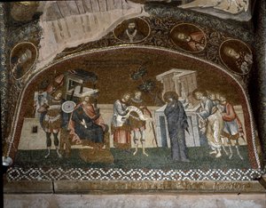 El censo, María y José ante Herodes el Grande (Mosaico de 1310-1320) de Byzantine