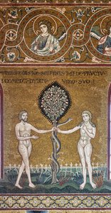 El pecado original, mosaico bizantino, ciclo del Antiguo Testamento-Paraíso terrenal, XII-XIII seg (mosaico) de Byzantine