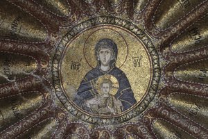 Virgen y Niño, en el museo de la iglesia de Chora de Byzantine