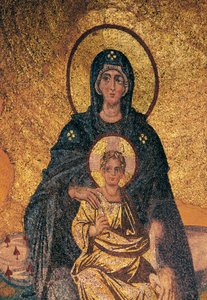 Virgen y Niño entronizados (mosaico) de Byzantine Byzantine