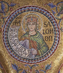 Rey Salomón (detalle) de los Mosaicos Interiores en la Basílica de San Marcos, siglo XIII de Byzantine Byzantine