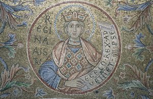 La Reina de Saba (detalle) de los mosaicos interiores en la Basílica de San Marcos, siglo XIII de Byzantine Byzantine
