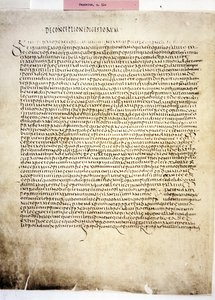 CORPUS JURIS CIVILIS: Una página del Codex Iustinianus, Digestum., siglo VI (manuscrito) de Byzantine School