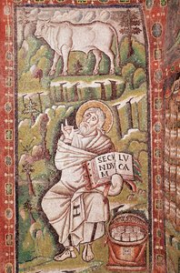 Lucas el evangelista (detalle de mosaico, siglo VI) de Byzantine School