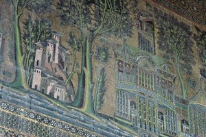 Mosaicos en el pórtico oeste, siglo VIII de Byzantine School