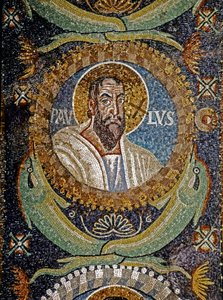 PAULUS: Mosaico bizantino, siglo VI (mosaico) de Byzantine School